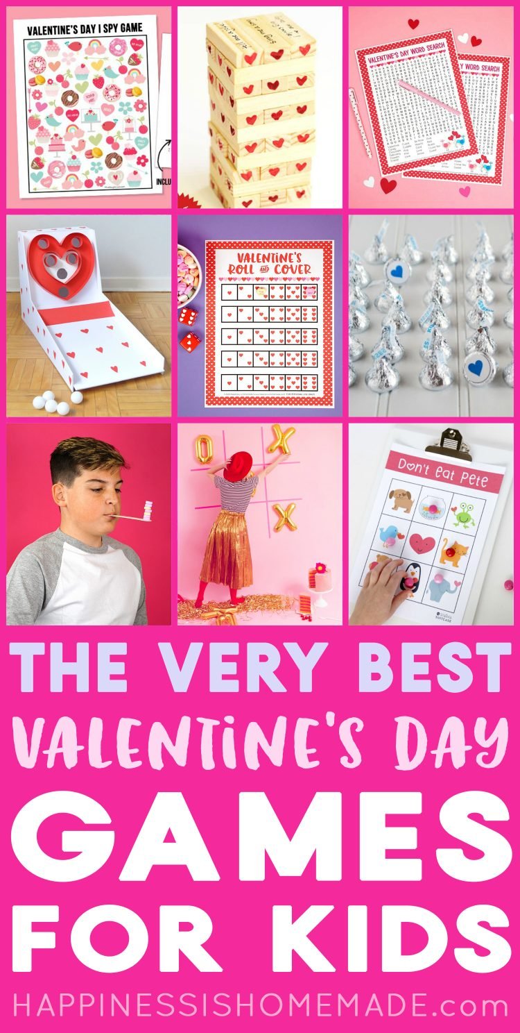 the very best valentines day games for kids pin graphic