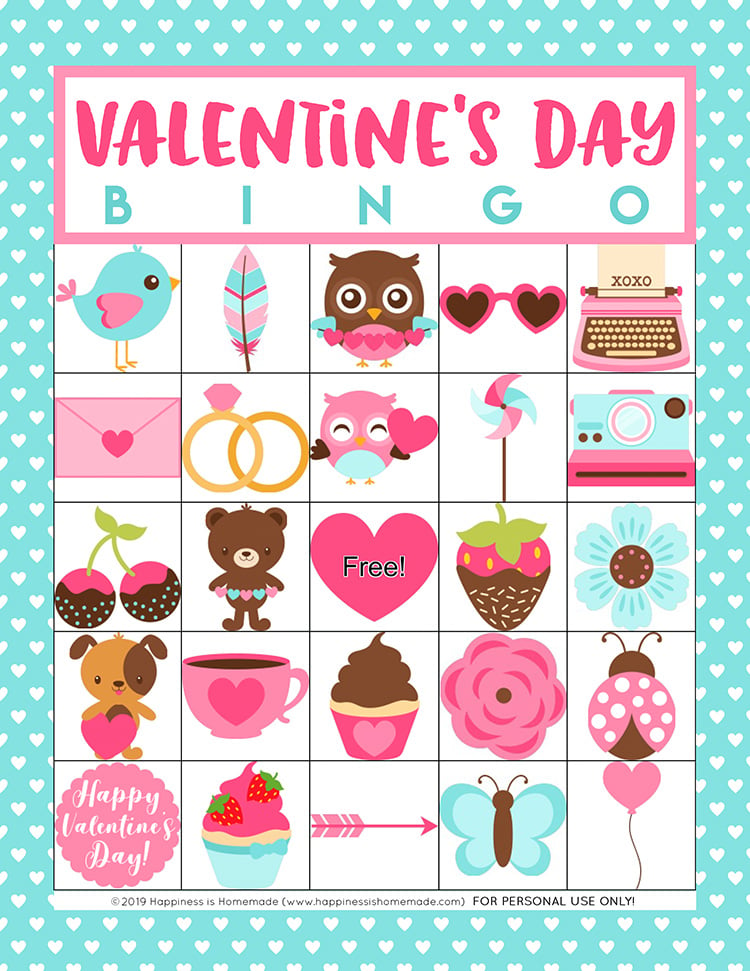Free Printable Valentine Bingo Happiness is Homemade