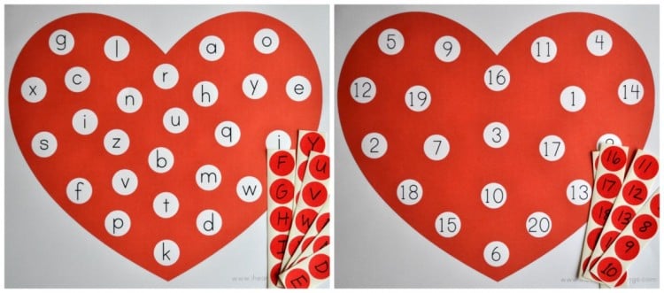 printable valentines day alphabet and number match games for kids
