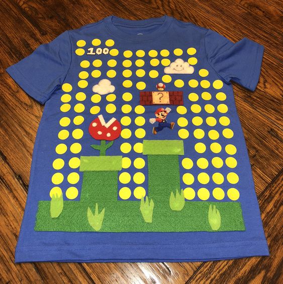 Mario 100 days of school shirt