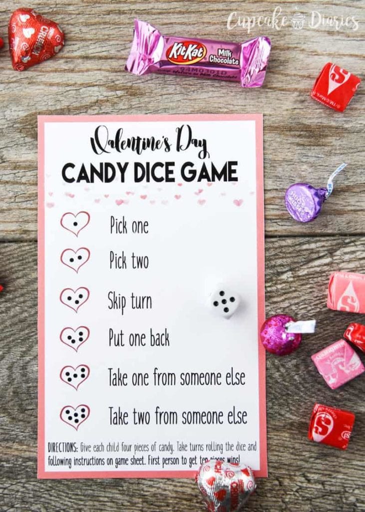 valentines day candy dice game