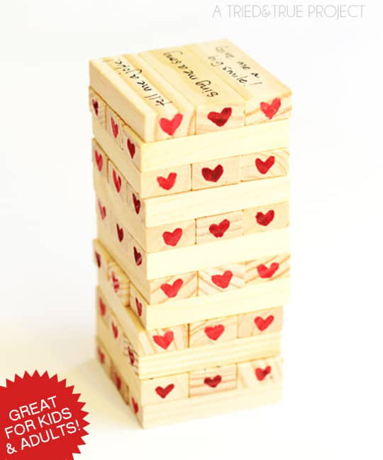 valentines day jenga blocks