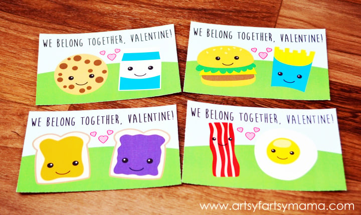 cute food item printable valentines day cards