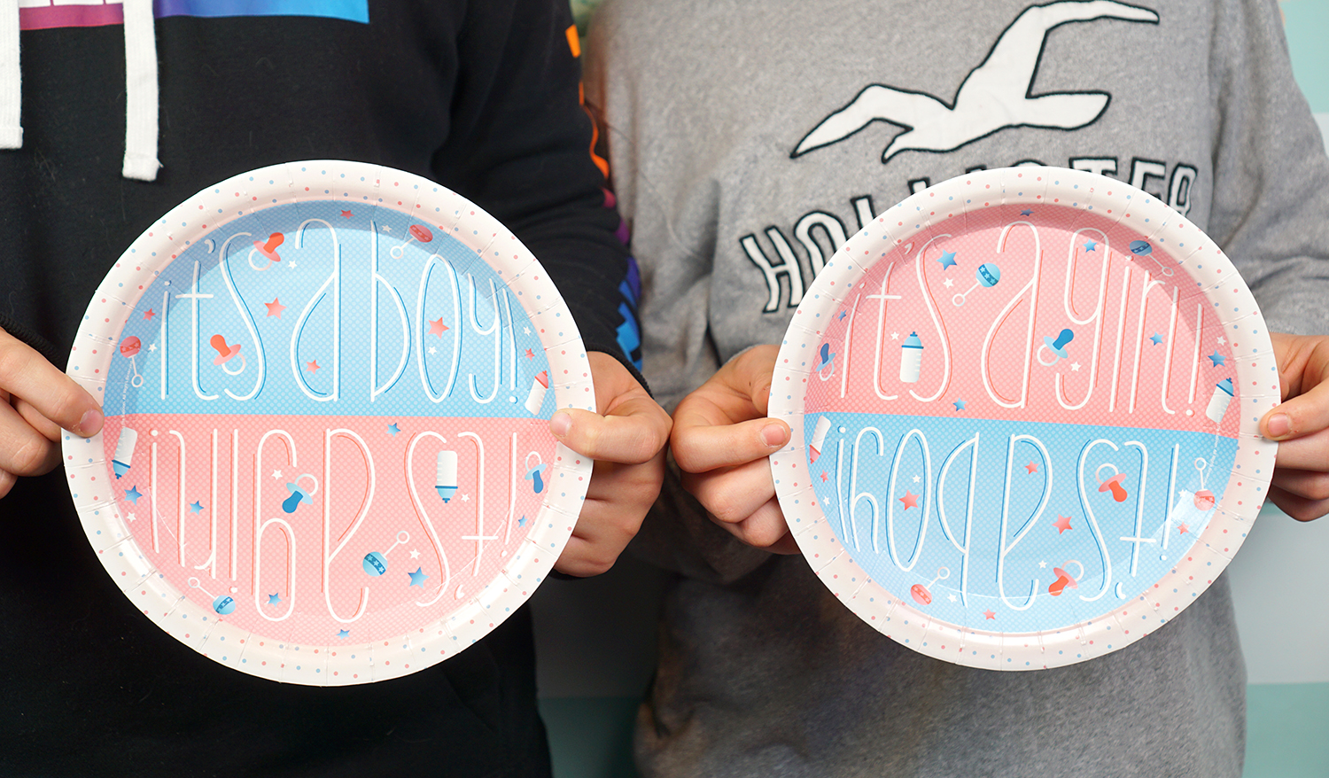 gender reveal party paper plates