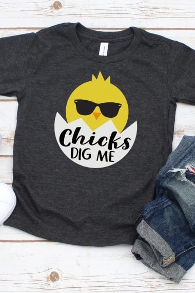 chicks dig me easter svg file on shirt