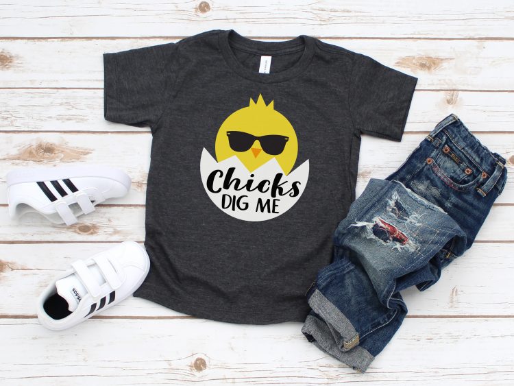 chicks dig me easter svg file on shirt