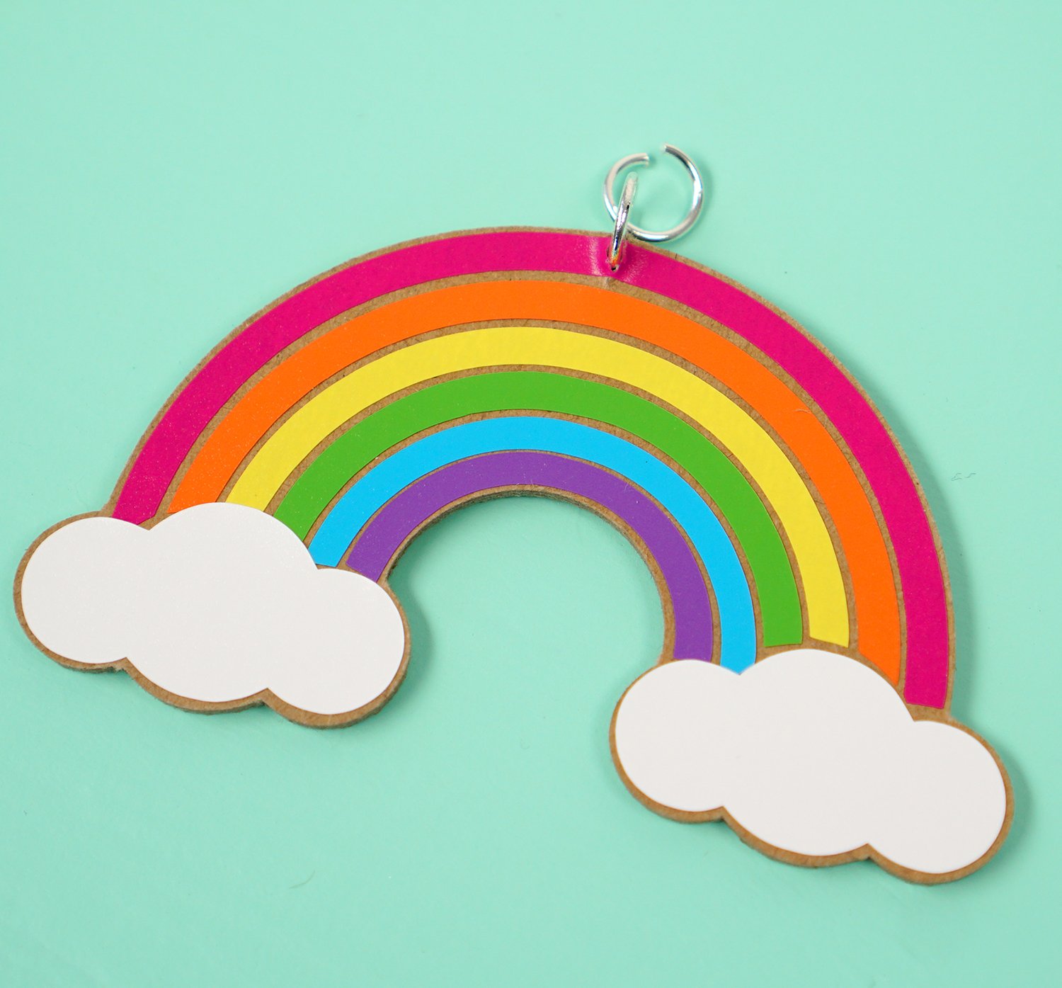 rainbow charm made from chipboard