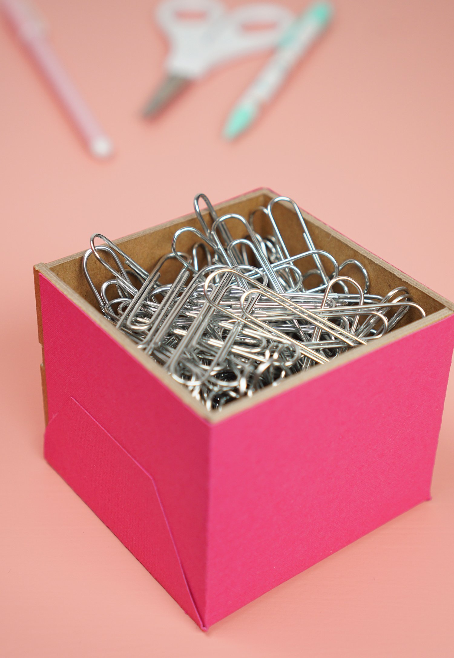 paper clips in desk organizer