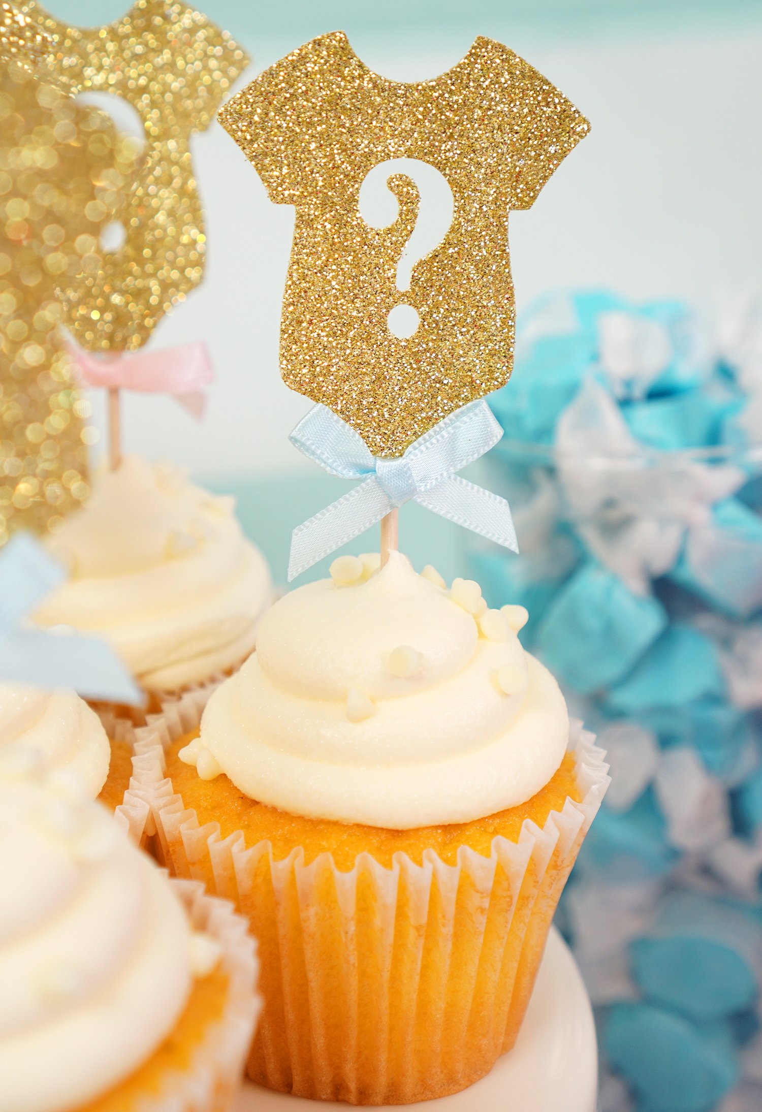 cute gender reveal party cupcake toppers