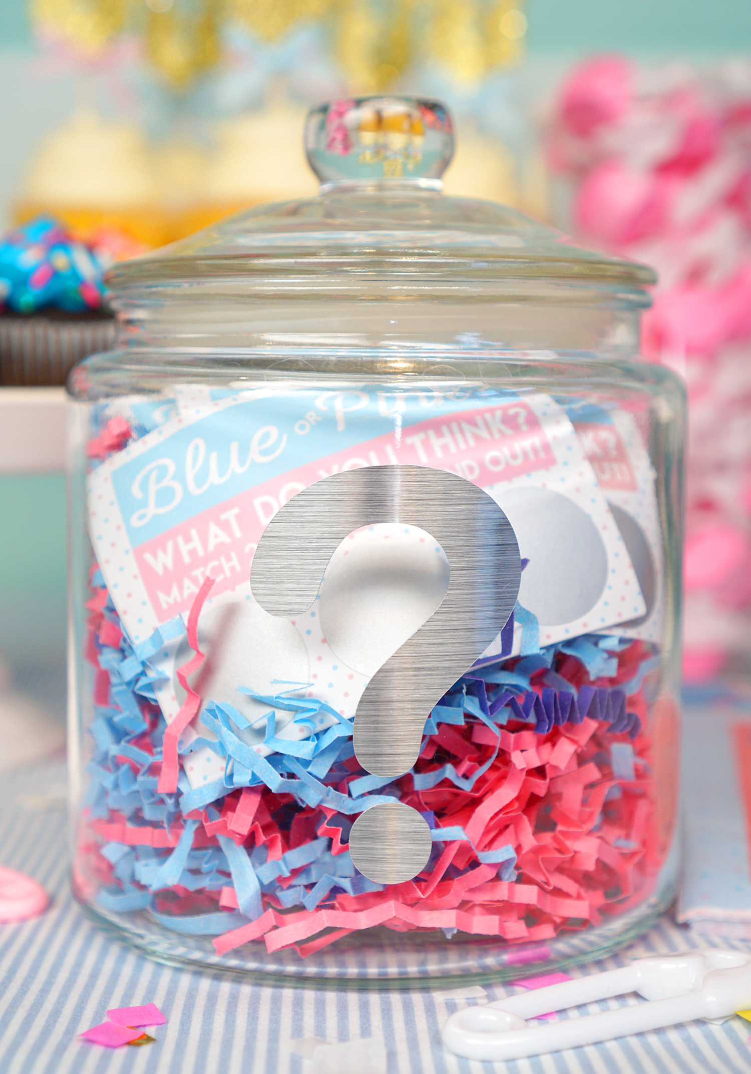 gender reveal party scratchers in jar