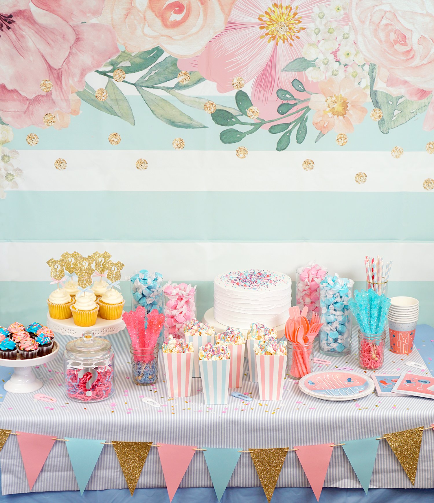 Gender reveal party table