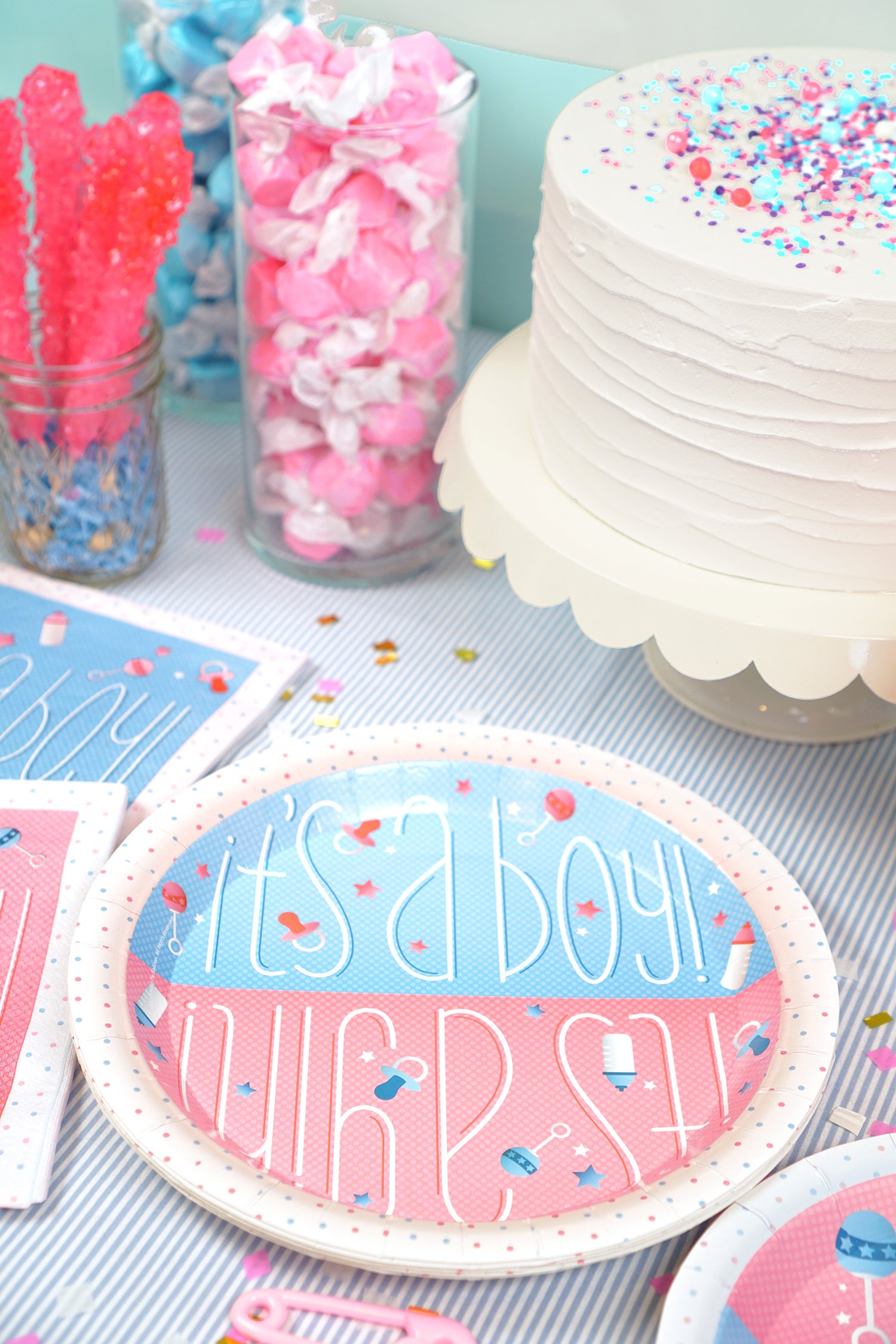 gender reveal party paper plates