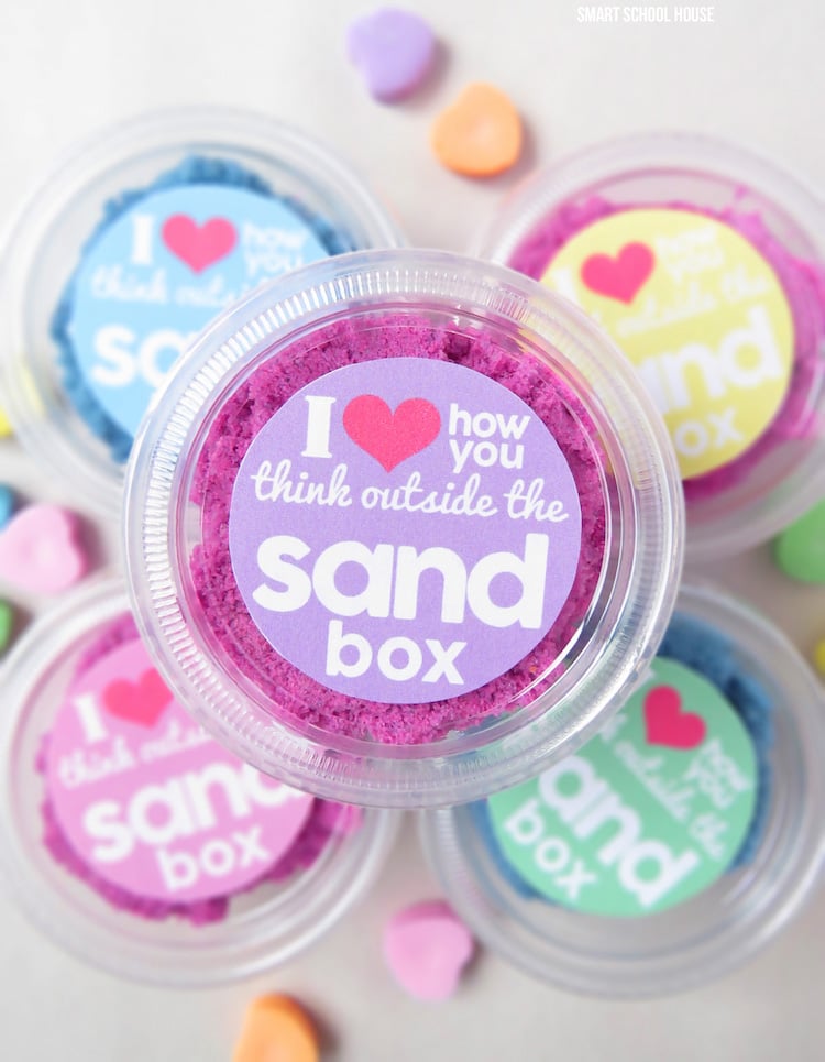 I love how you think outside the sand box printable gift tags on kinetic sand gift