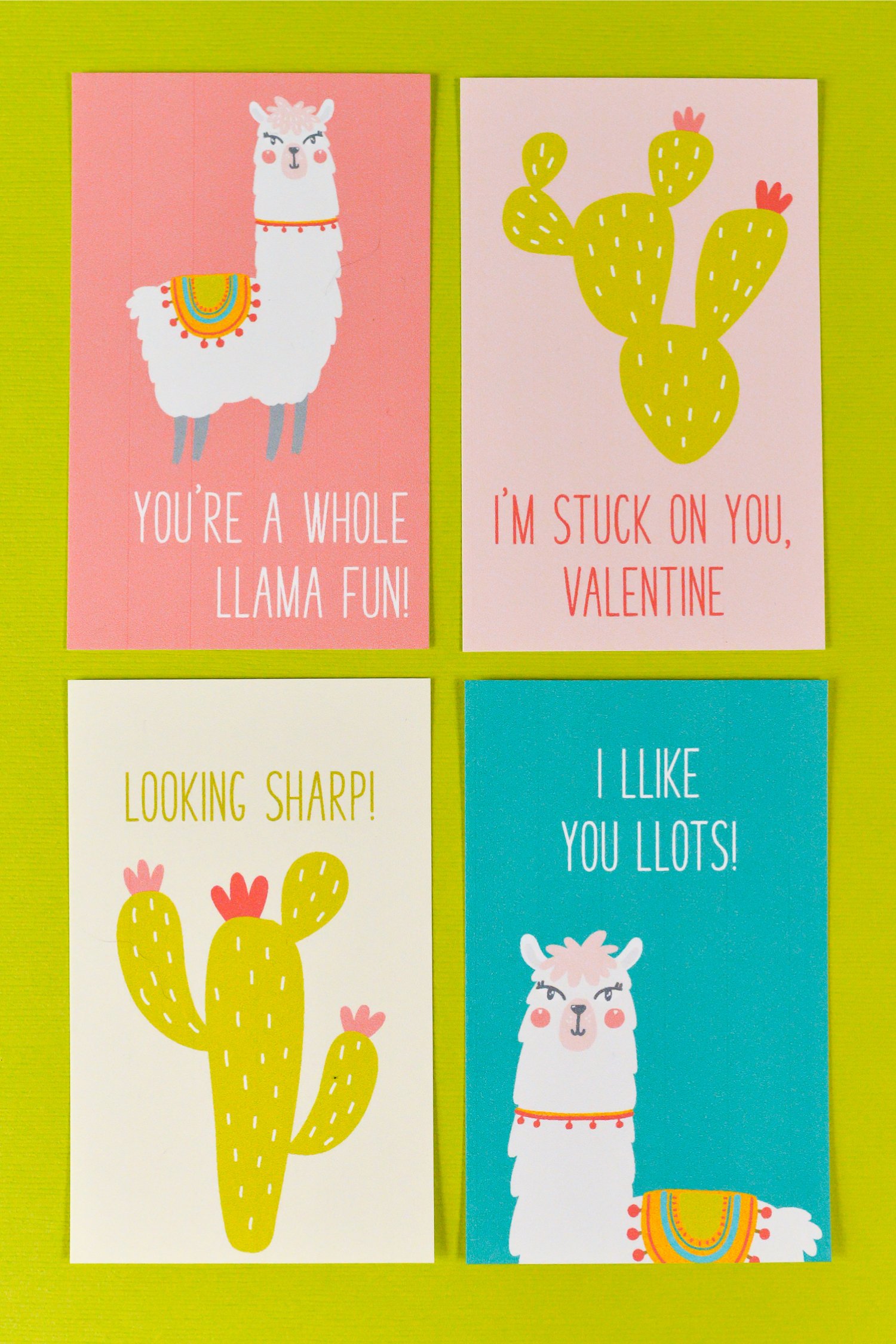 llama valentines day card set