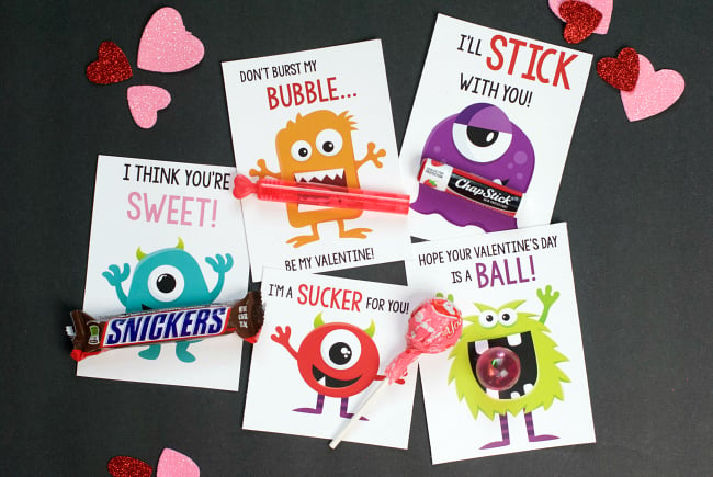 free printable monster valentines day cards for boys or girls