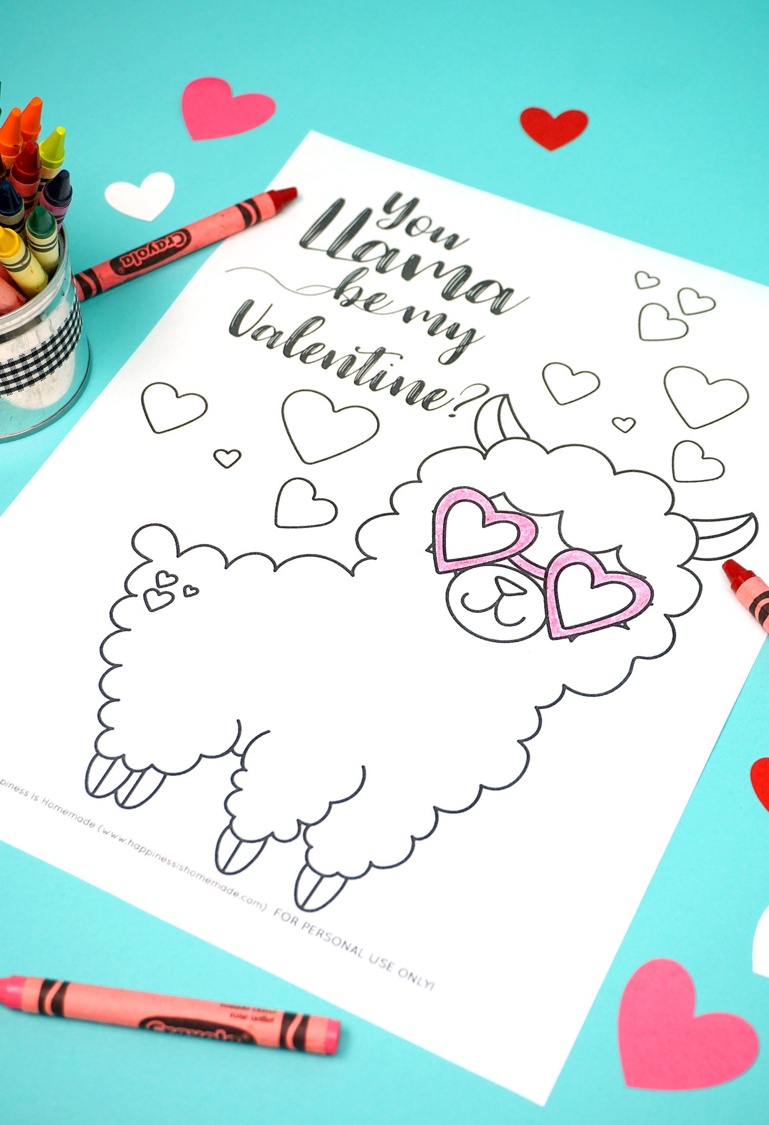 llama valentines day coloring sheets for kids