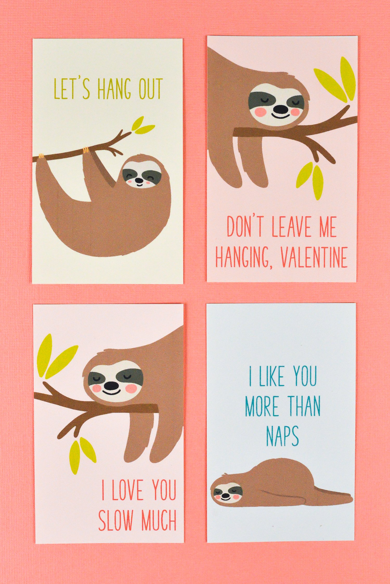 sloth printable valentine day cards 