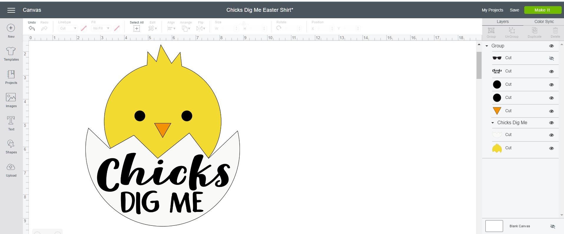 chicks dig me svg file in cricut design space