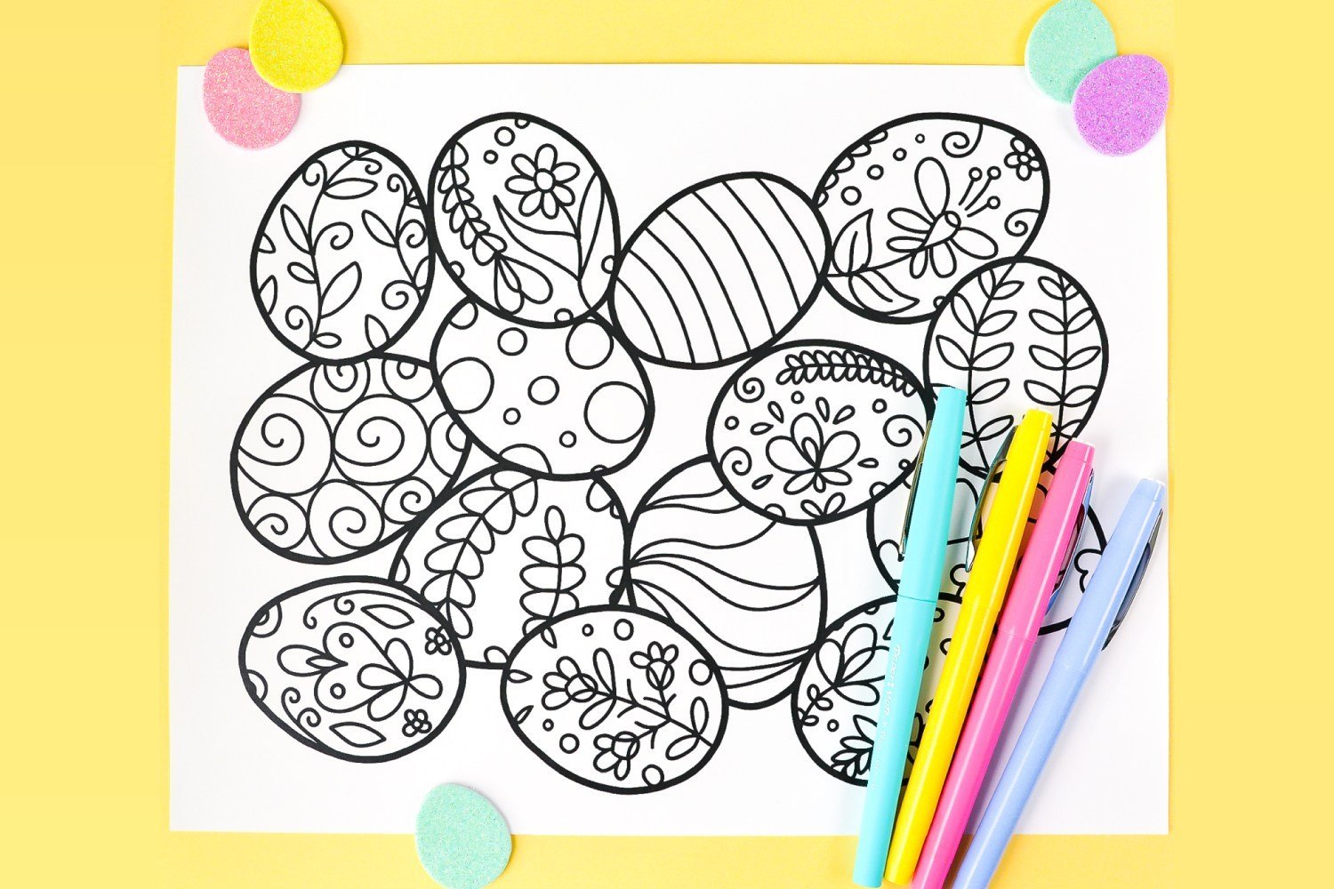 printable easter coloring pages and pens