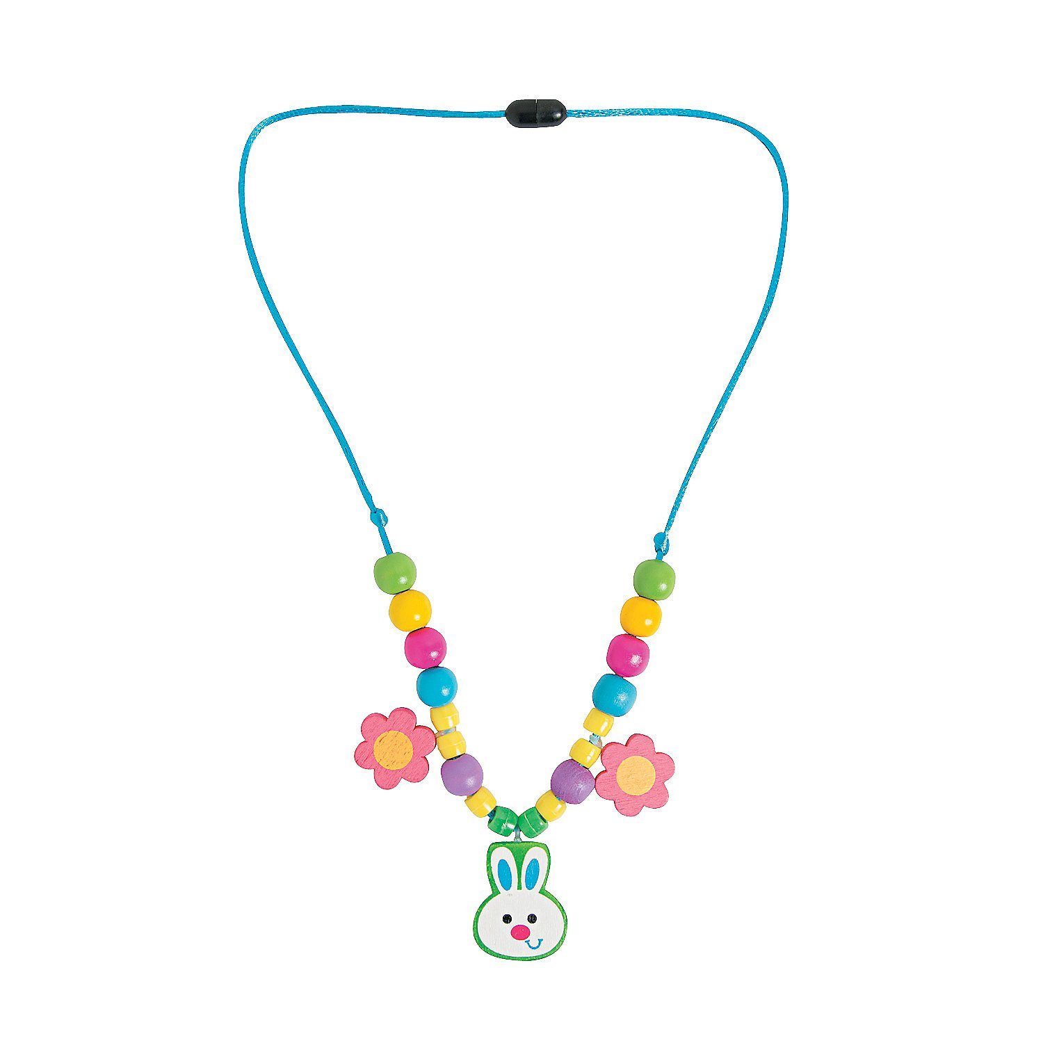 bunny jewelry necklace with colorful beads
