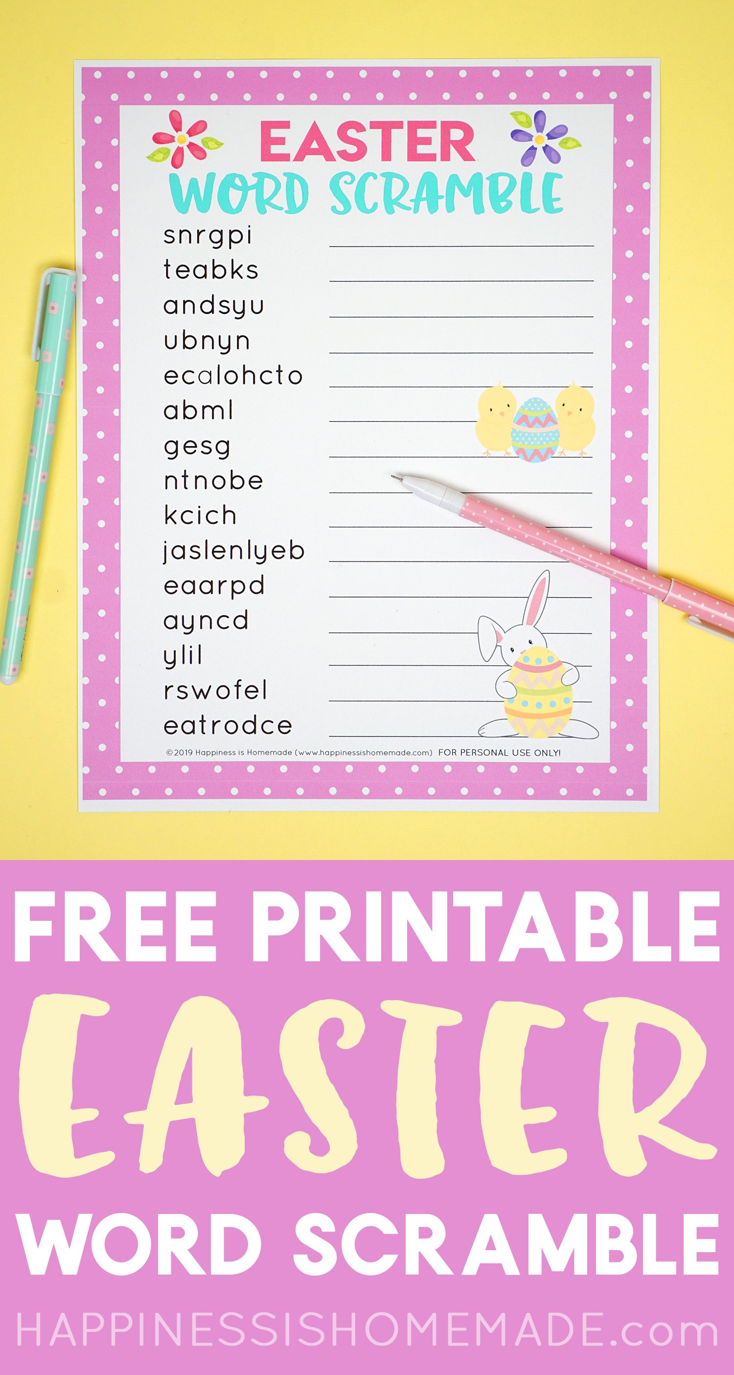 free printable easter word scramble game