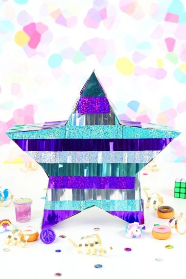 DIY pinata in a star shape with small toys