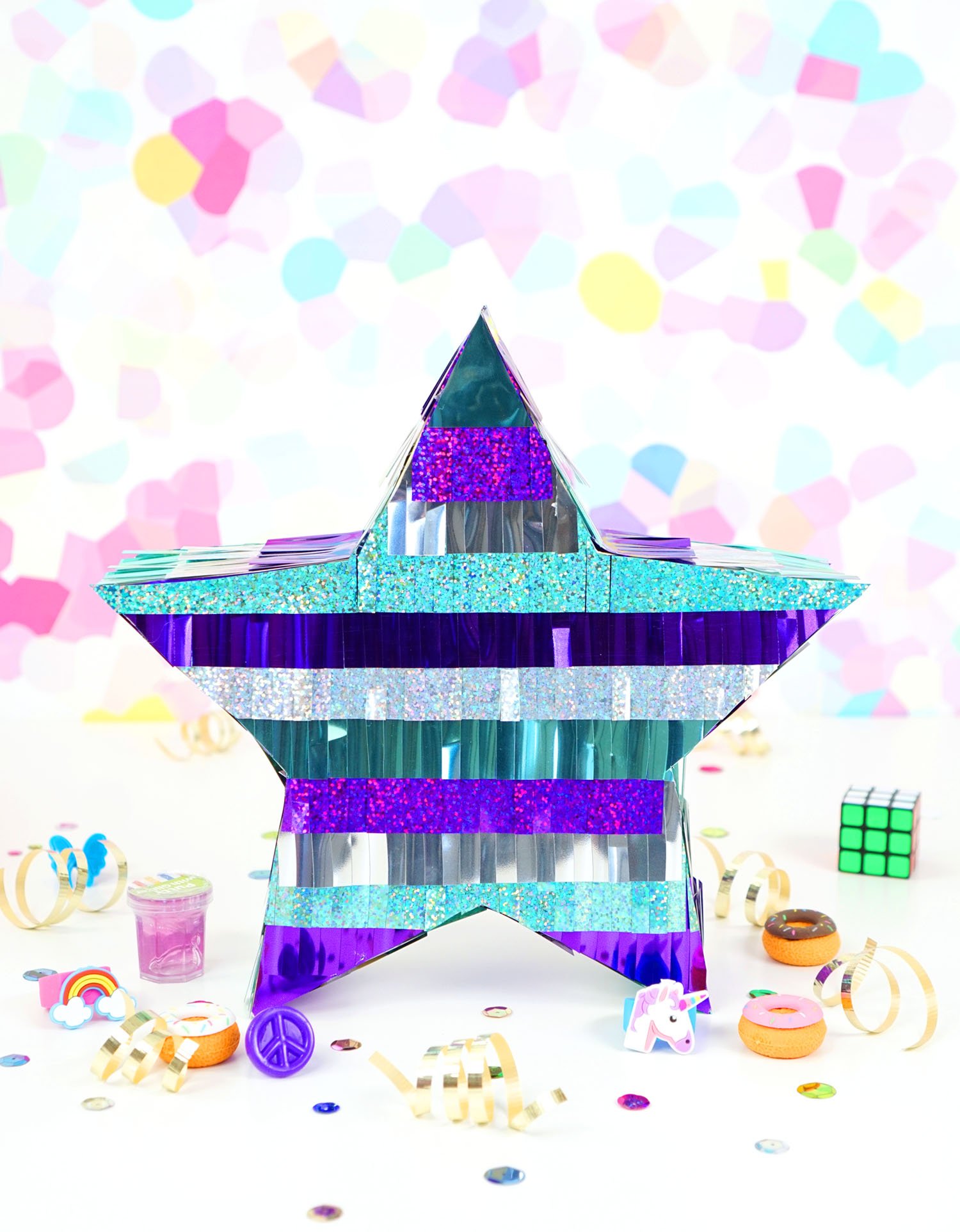 DIY pinata in a star shape with small toys