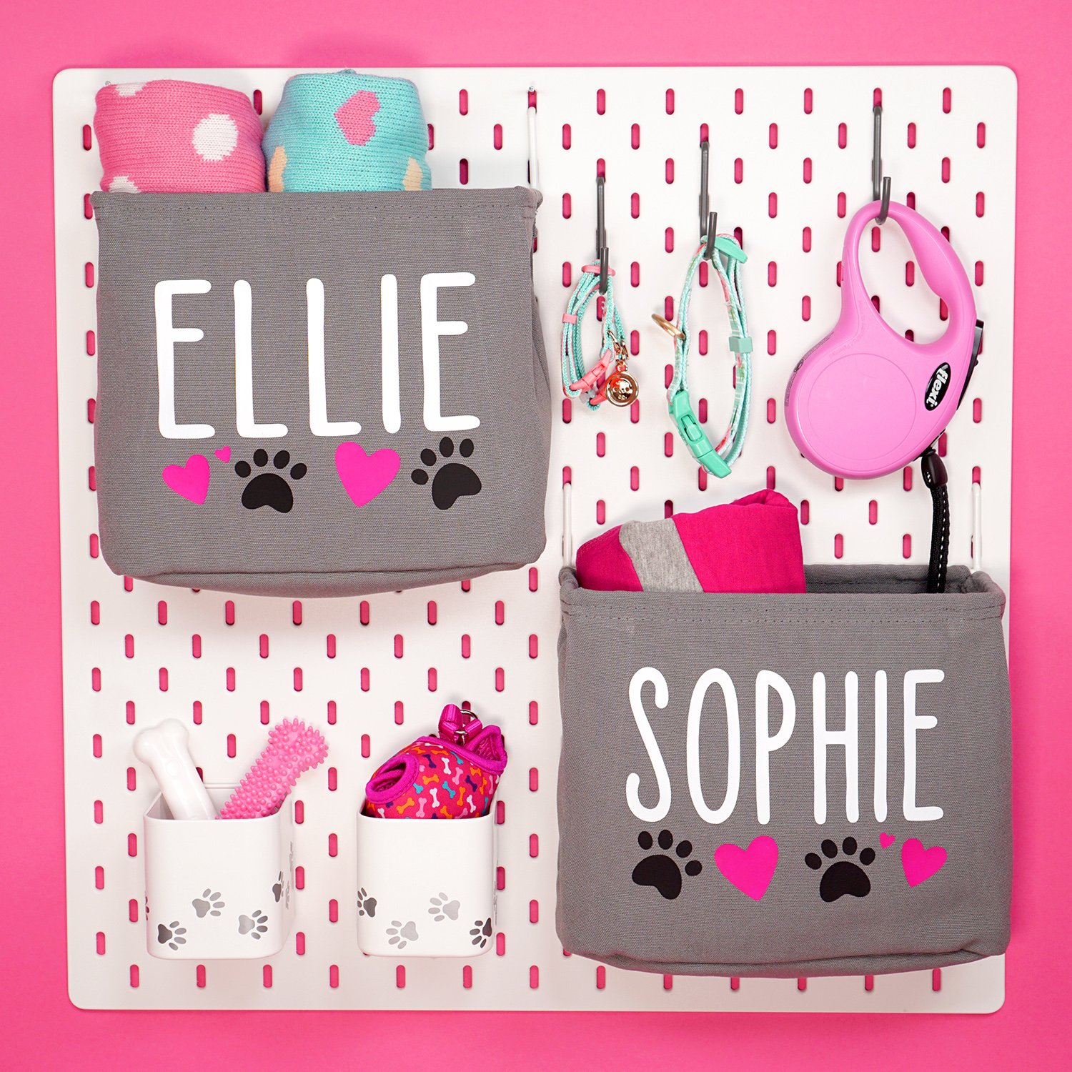 ellie and sophie custom pet organizers made with cricut