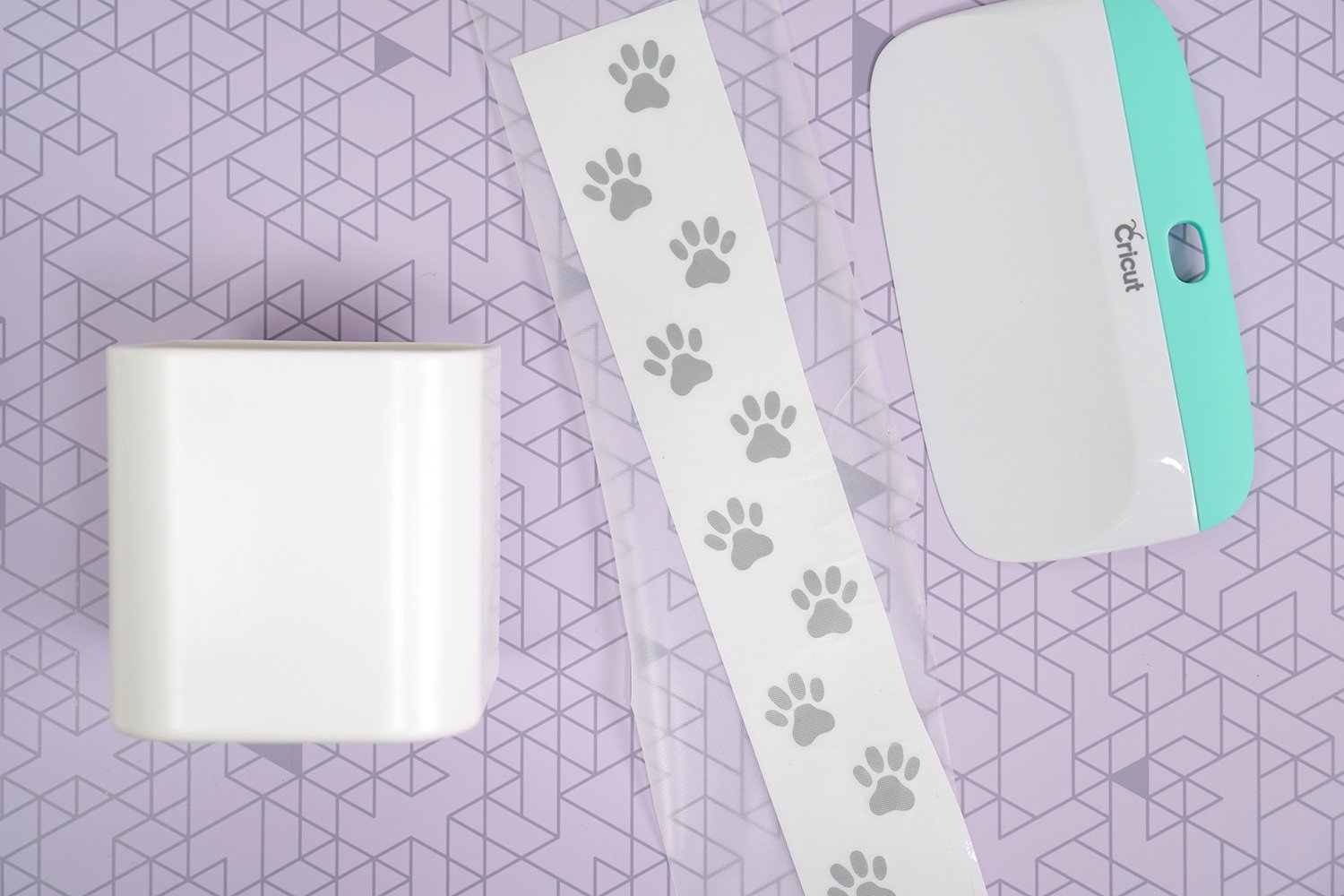 silver pet paw prints on vinyl