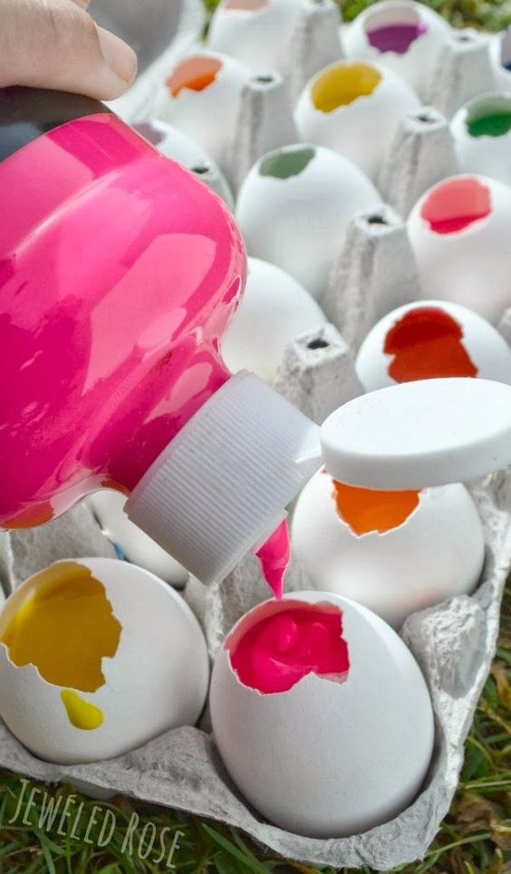 paint filled eggs for kids
