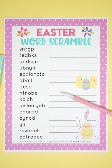 printable easter word scramble