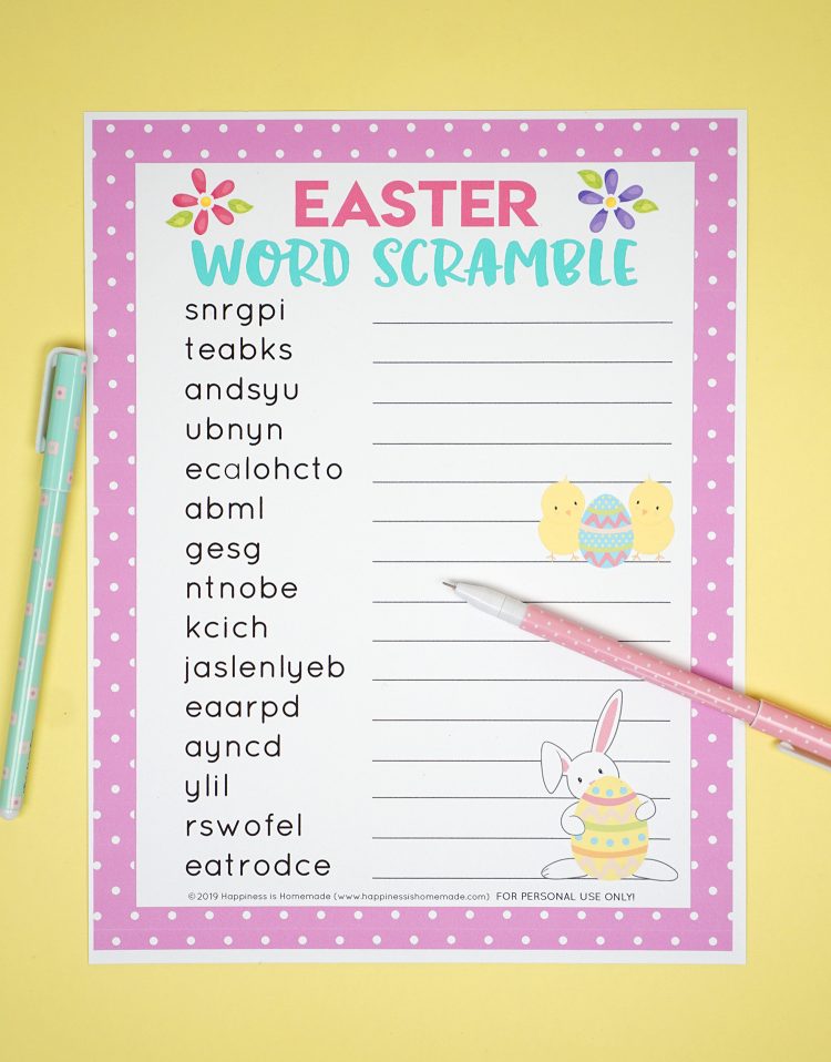 printable easter word scramble