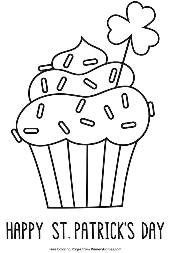 coloring page of a cupcake with sprinkles on it for st patrick's day