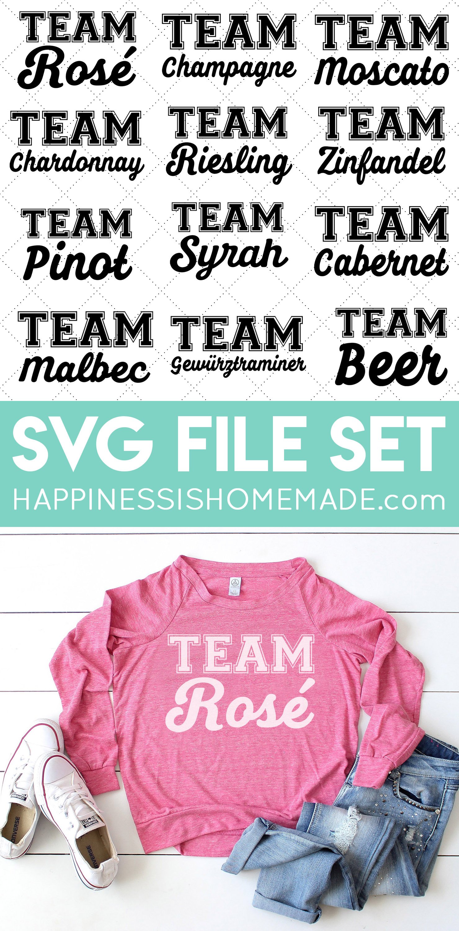 team wine svg file collection and shirt