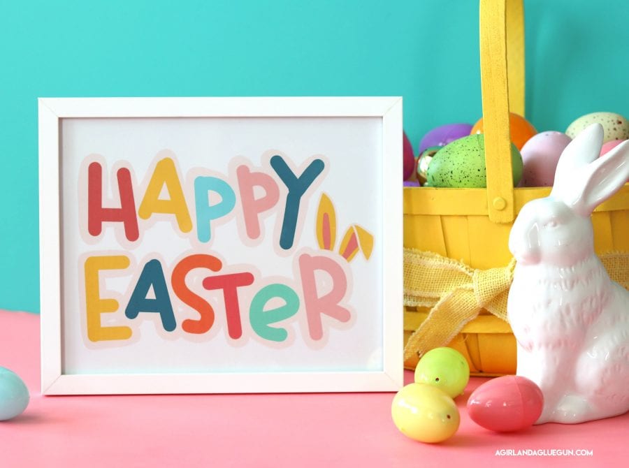 printable happy easter sign in frame