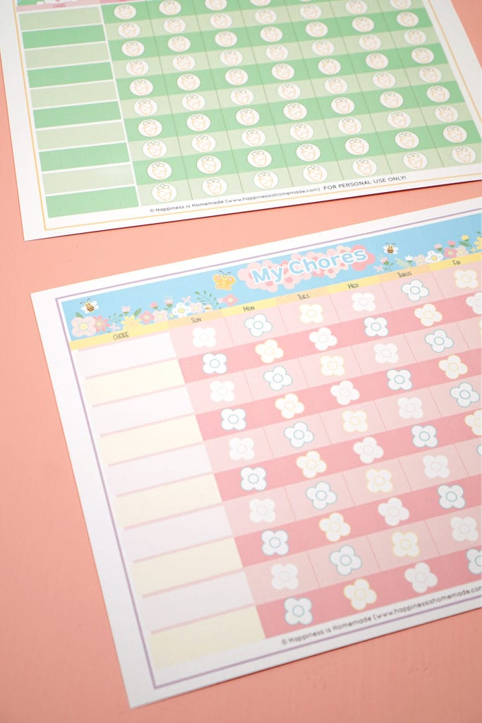 children chore charts printed