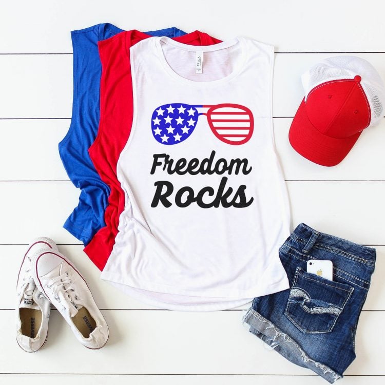 freedom rocks fourth of july svg files on shirts