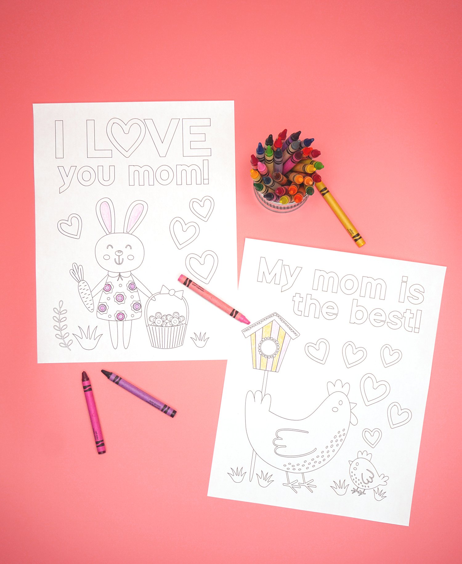 Cute Mother's Day Coloring Pages and Crayons