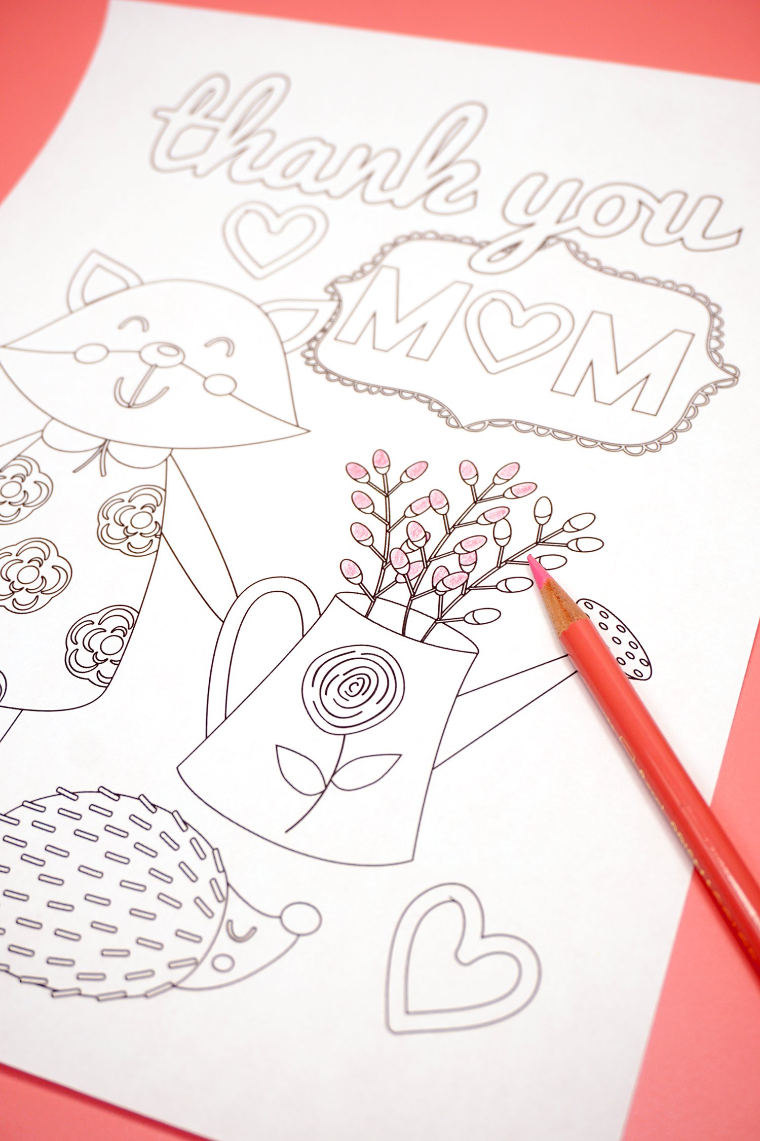 Mother's Day Coloring Page with Watering Can Flowers