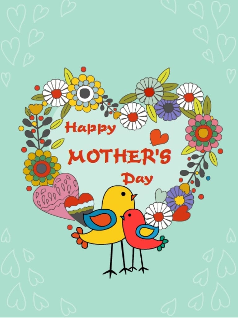 happy mothers day floral bird design