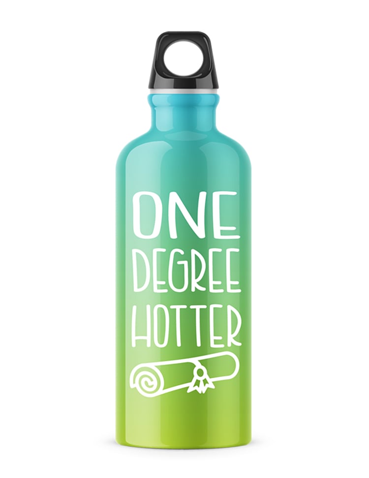 one degree hotter svg file on water bottle