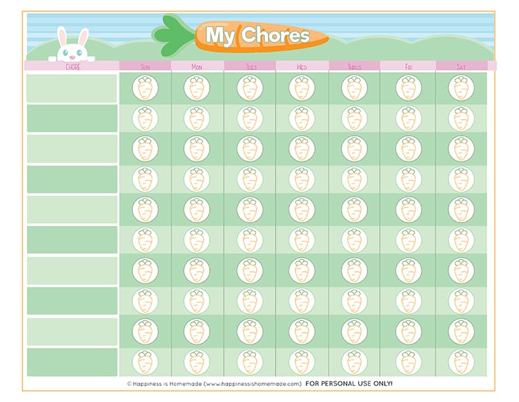 Free Chore List Charts