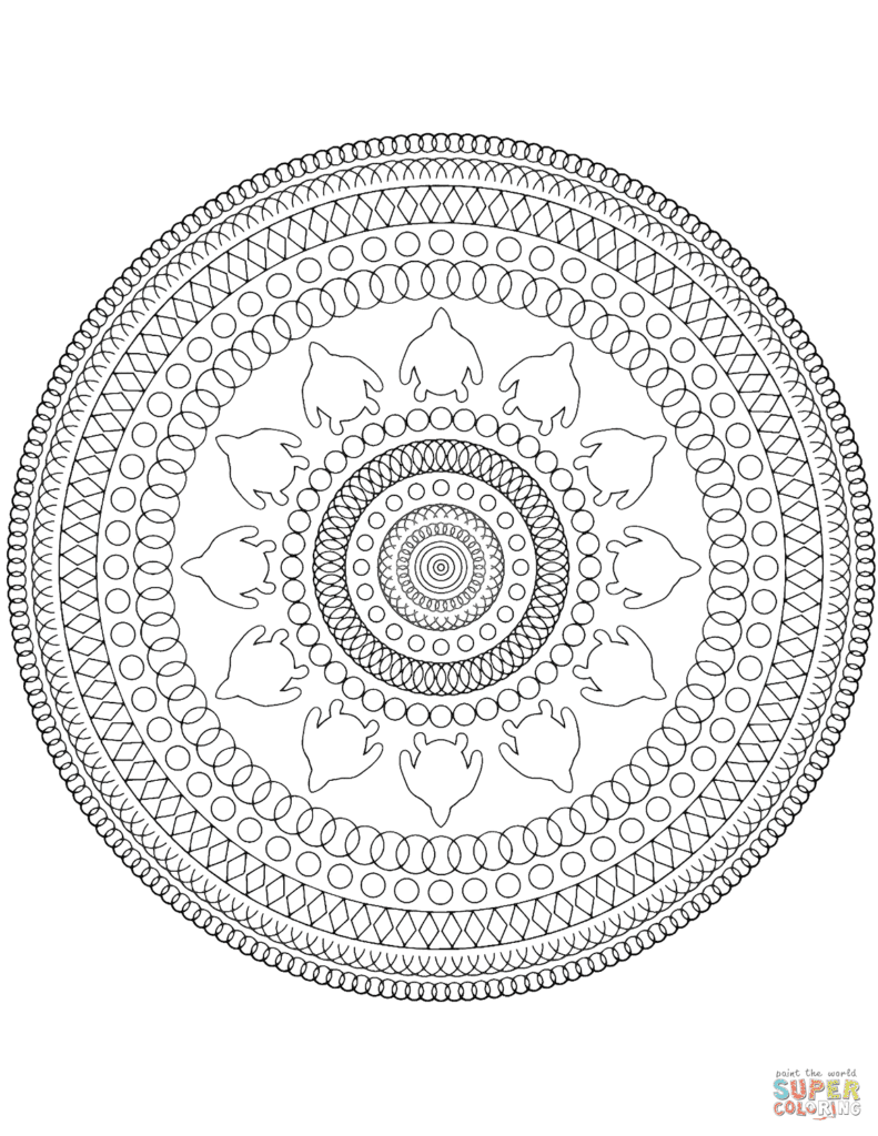 mandala coloring page for kids and adults