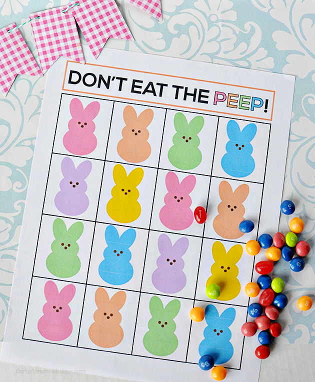 dont eat the peep printable game with candy