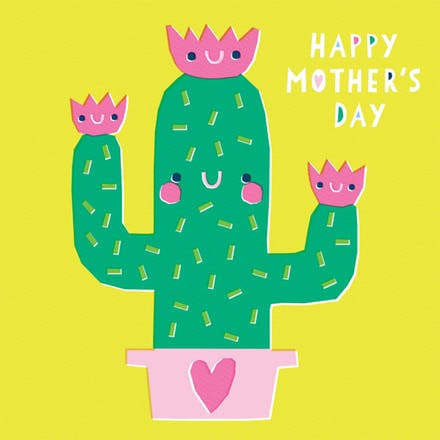 happy mothers day cute cactus flower