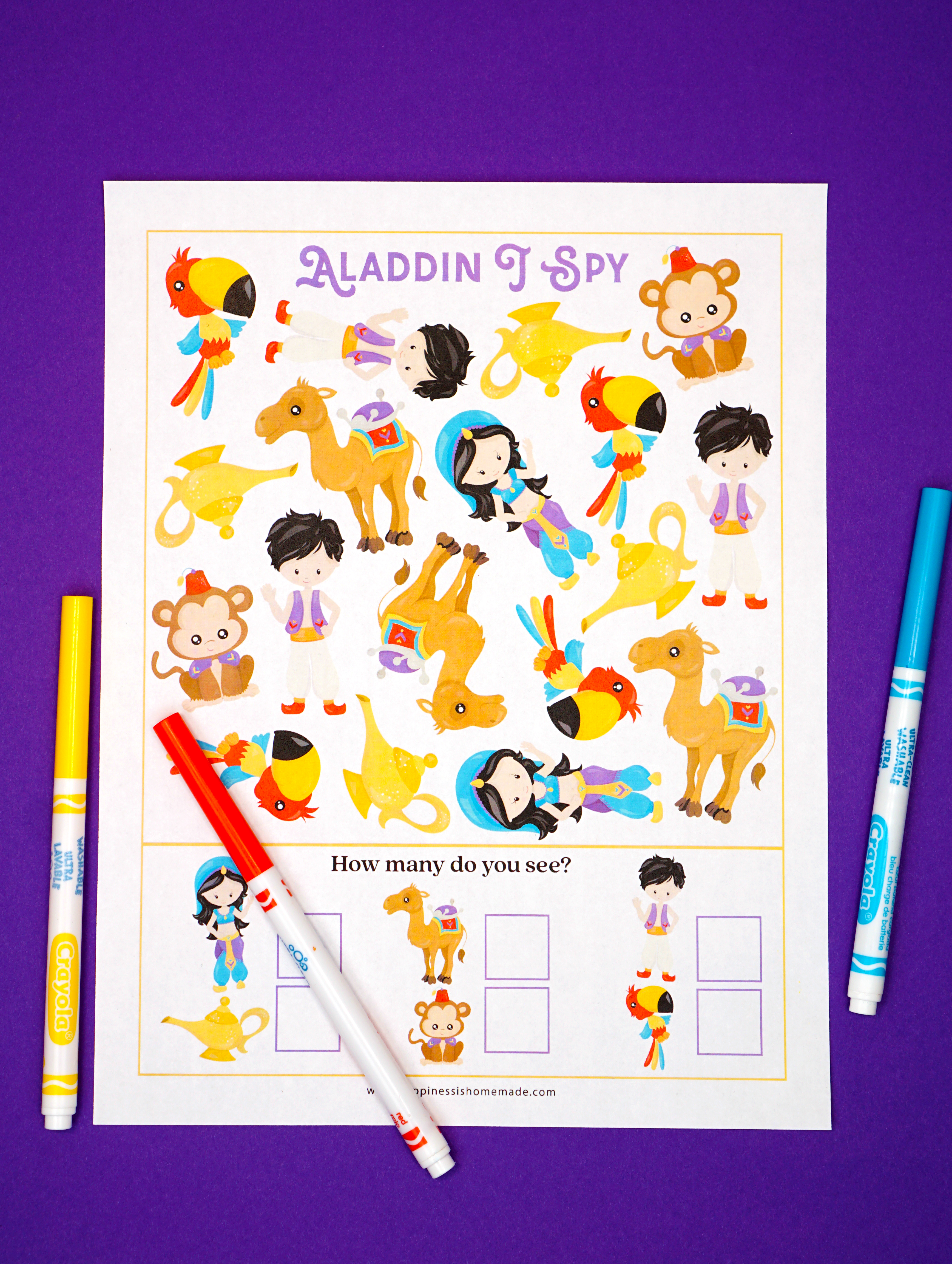 Aladdin Printable I Spy Game