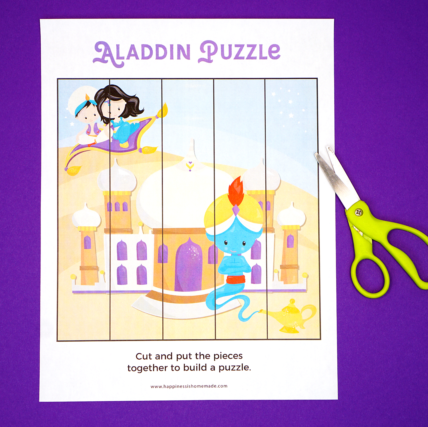 Printable Aladdin Puzzle Game for Preschoolers