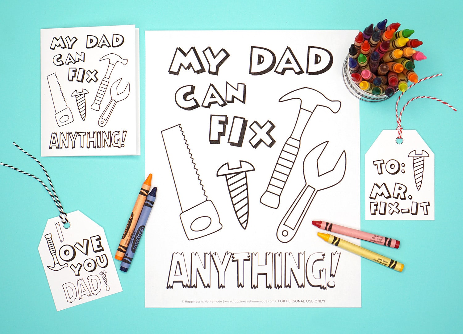 Printable Father s Day Card Coloring Page Happiness Is Homemade