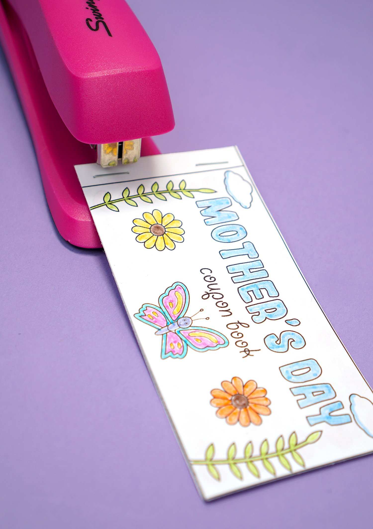 stapling coupon book for mothers day gift