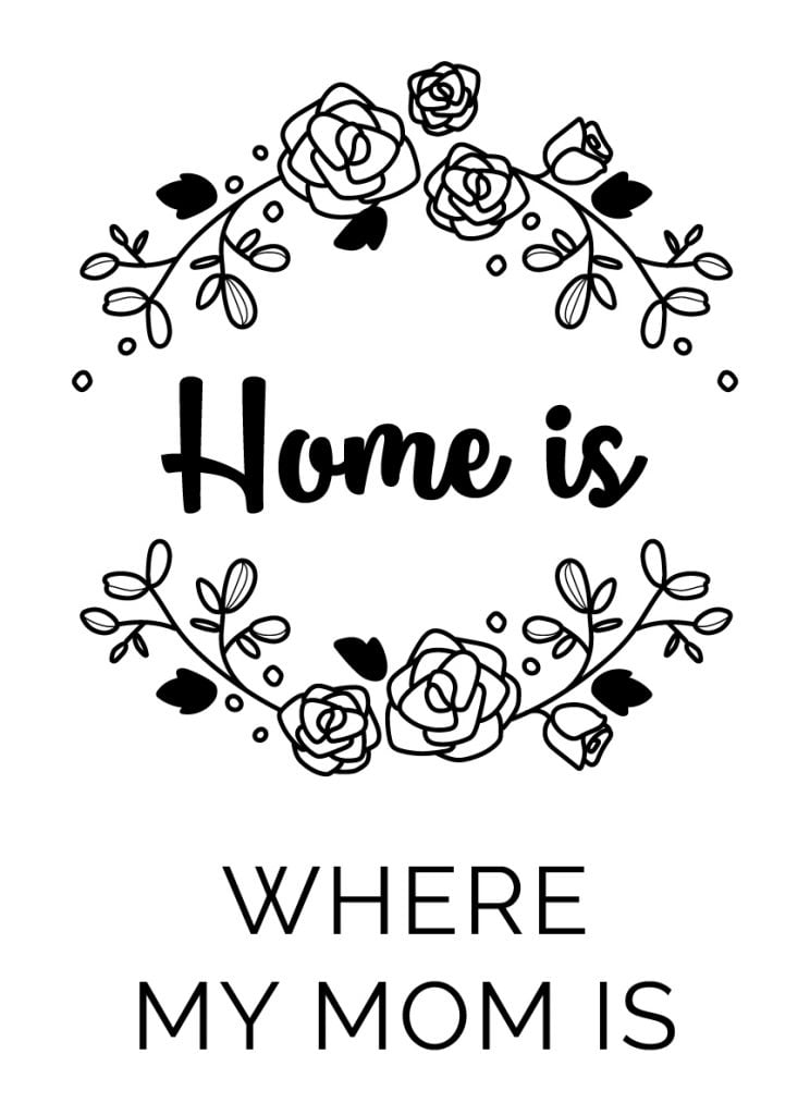 Home is where my mom is printable mother's day card